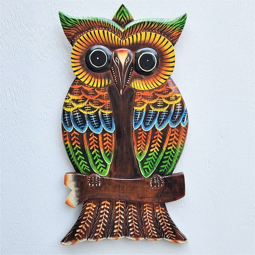 Owl On A Branch Plaque Painted - Just-Oz