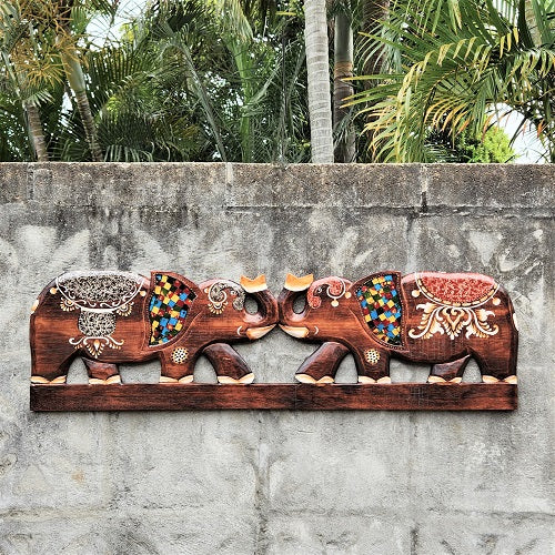Elephants 2 Plaque Mosaic - Just-Oz