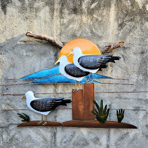 3 Seagulls On A Post