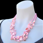 Necklace 3 Strand Bead and Cut Shell