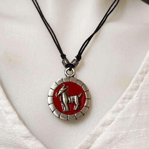 Necklace Pewter Zodiac Sign Round